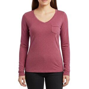 POOF New York Women's Marled Pink Long Sleeve Activewear Shirt Size Small